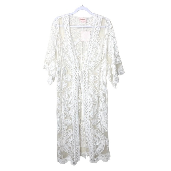 Showpo. Off The Grid Kimono In White Lace NWT M/L - Picture 7 of 15